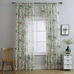 rideau romain fleurs feuilles semi transparent classique blanc vert beige orange