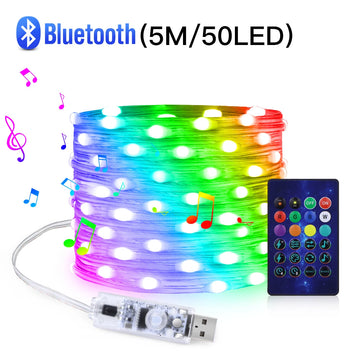 guirlande led multicolore flexible transparent noel 5m 10m 20m controle usb bluetooth