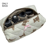 sac outils coiffure léopard motifs beige rose brosse cheveux accessoires quiltedversible