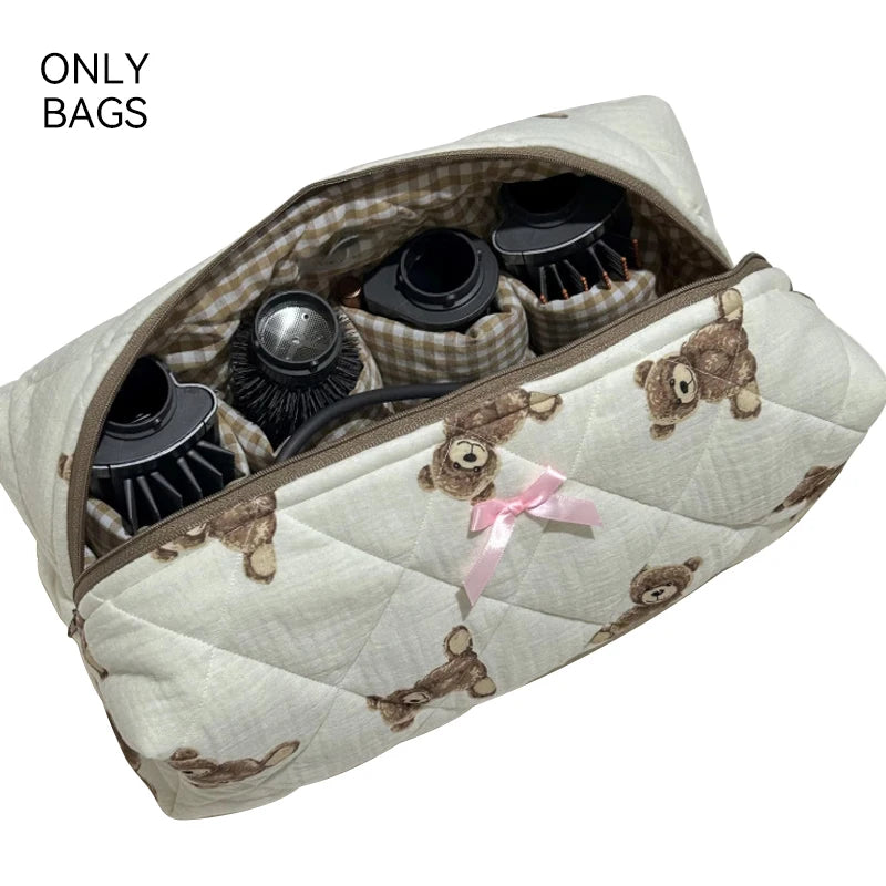 sac outils coiffure léopard motifs beige rose brosse cheveux accessoires quiltedversible
