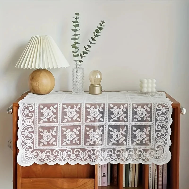 couverture table blanc fleurs dentelle classique romantique 60cm 60cm machine lavable polyester