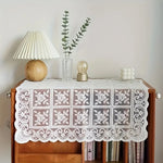 couverture table blanc fleurs dentelle classique romantique 60cm 60cm machine lavable polyester