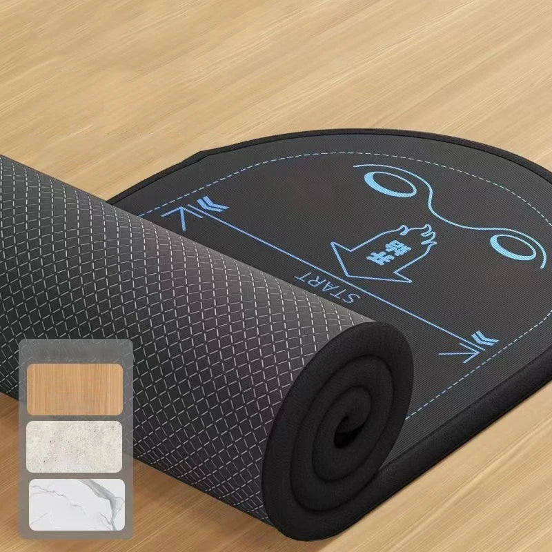 tapis fitness noir texture moderne lignes guidage scientifiques zone genoux debut pvc 150x60cm