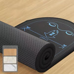 tapis fitness noir texture moderne lignes guidage scientifiques zone genoux debut pvc 150x60cm