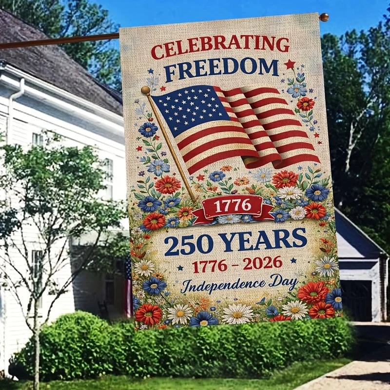 drapeau jardin fleuri vintage multicolore rouge blanc bleu 45x30cm crochet textes patriotiques