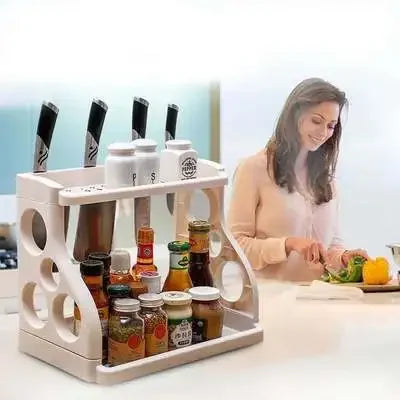 étagère cuisine blanc moderne adhésif perforations rondes couteaux condiments rangement multifonctionnel