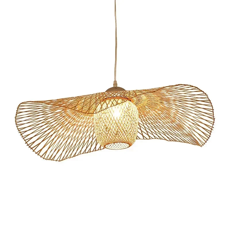lampe suspendue bambou tressé moderne artisanale naturelle chaînes maisonDecoration lumière restaurant