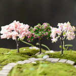 miniatures résine arbres feuilles fleurs vert jaune rose blanc paysage décoratif simulationextérieur