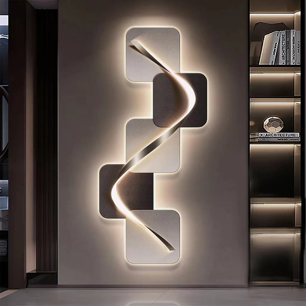 applique murale contemporaine led blanc gris spirale relief 100x46cm 120x55cm