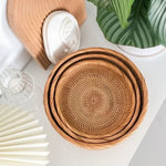 paniers rangement rotin naturel tissage traditionnel rangement fruits gâteaux opacité respectueux environnement pliables