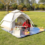 tapis sol camping texturé argenté bleu moderne isolation thermiqueextérieur