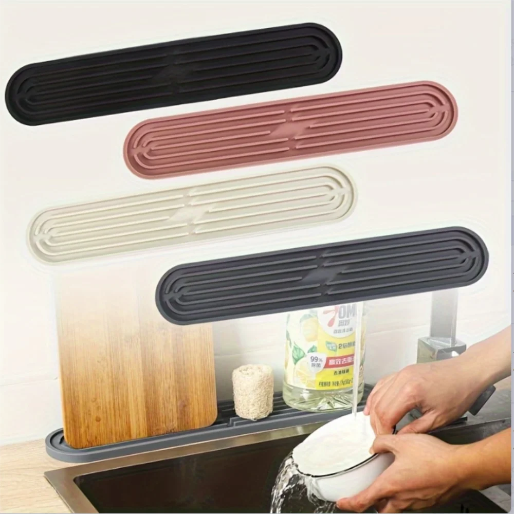tapis cuisine silicone moderne noir rose beige gris rayures adhésif utilitaire antidérapant