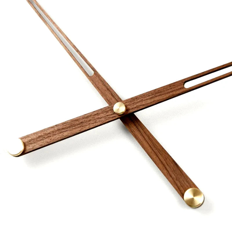 horloge murale aiguille bois naturel moderne minimaliste marron doré quartz salon
