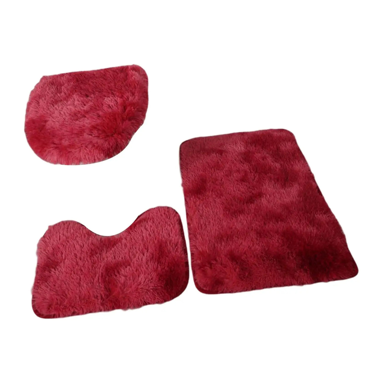 tapis bain ensemble moderne trois pièces rose noir rouge beige