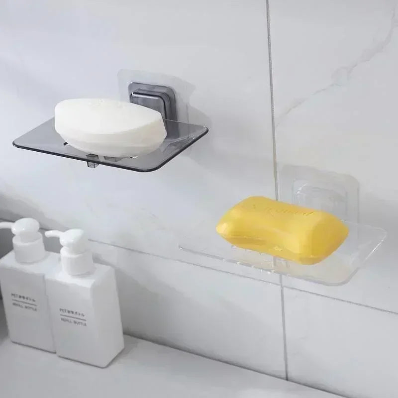 porte savon mural transparent noir rainuré moderne adhésif salle bain