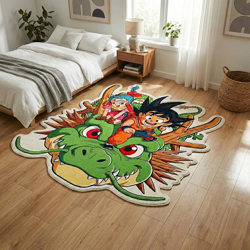 tapis dessin animé dragon ball goku bulma vert blanc rouge bleu 80cm 100cm 120cm