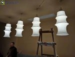 lumière suspendue moderne soie blanc bronze minimaliste sculptural chambre salon