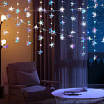 décoration suspendue guirlande lumineuse étoiles holographiques moderne bleu argenté violet rose blanc