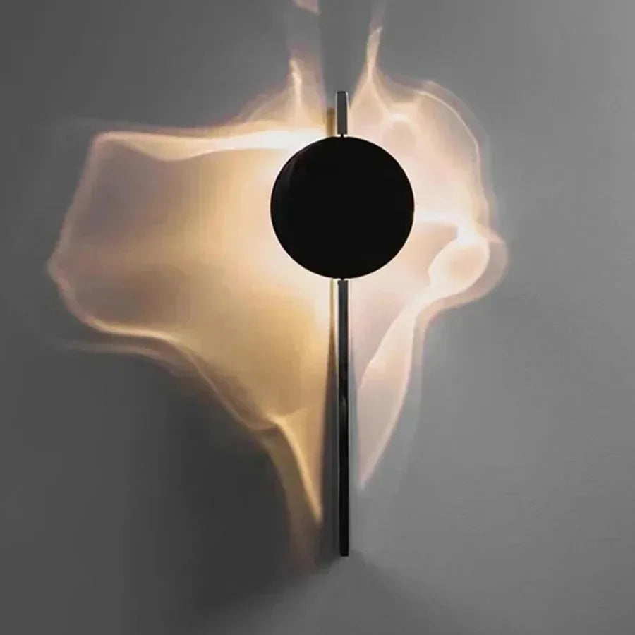 Lampes murales modernes ondulé ombre projetée noir argenté chambre coucher entrée