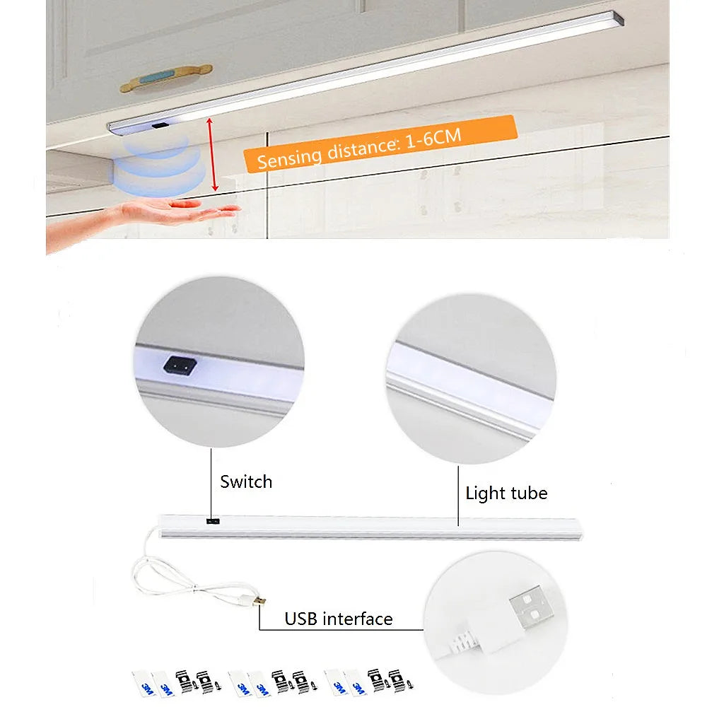 lampe barre led blanc moderne 30 40 50cm adhésif usb 12v tactile chambre