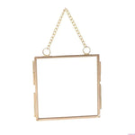 cadre photo or vintage verre transparent suspension industrielle 60x60mm 80x80mm