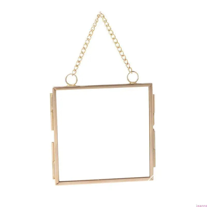 cadre photo or vintage verre transparent suspension industrielle 60x60mm 80x80mm