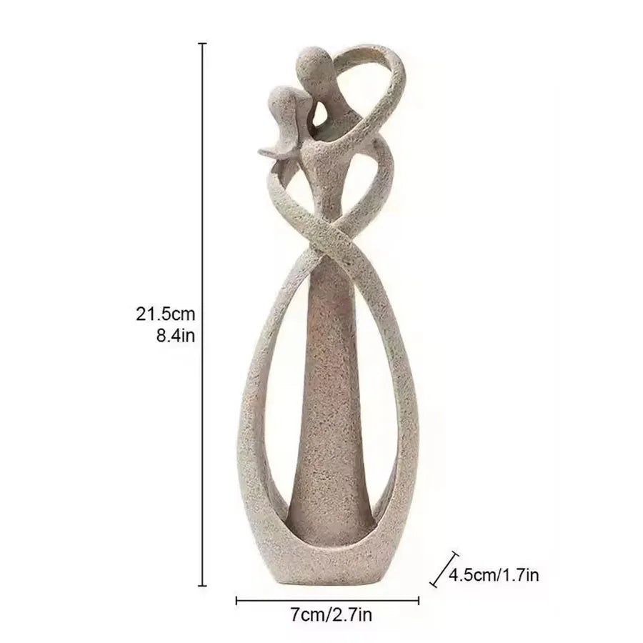 sculpture couple enlacé résine beige or moderne décoration intérieure nordique abstraite minimaliste table salon