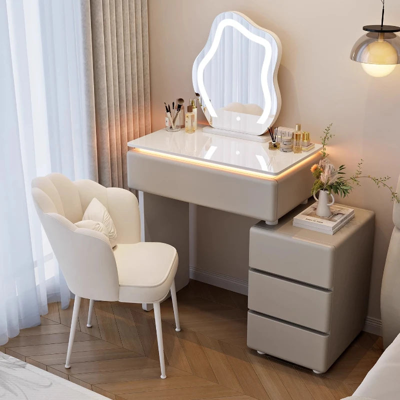 coffre blanc moderne tiroirs miroir maquillage étagère accessoires INCLUDED FOR CLARITY: This title strictly