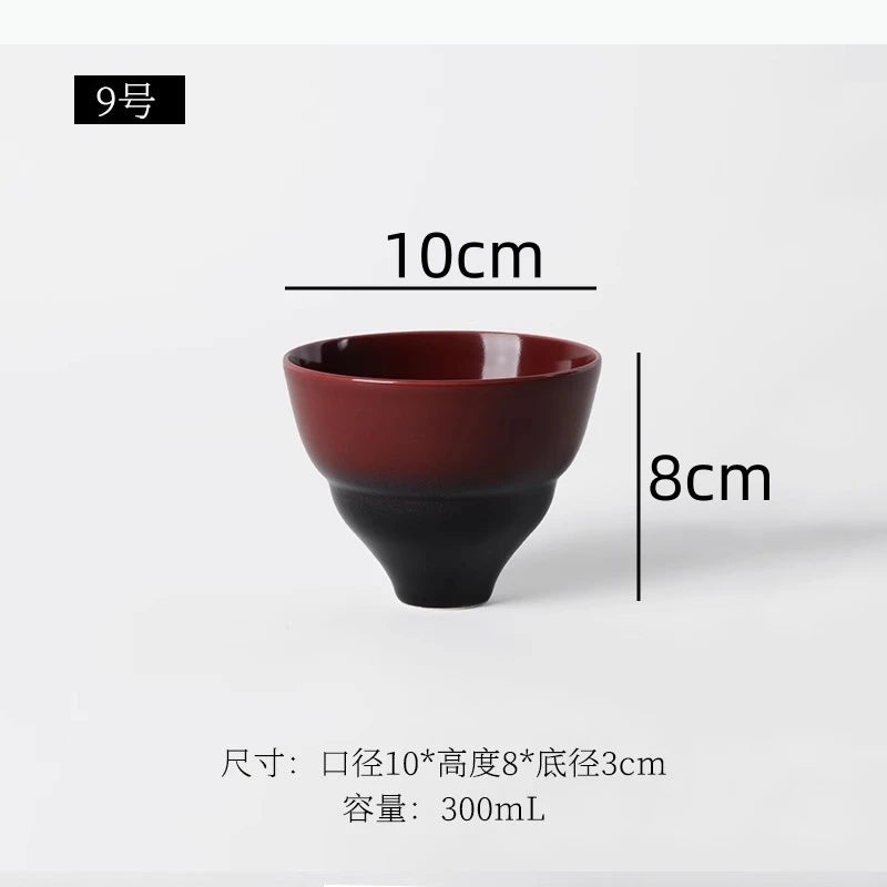 tasses modernes noir rouge texture ondulée brillante fonction table