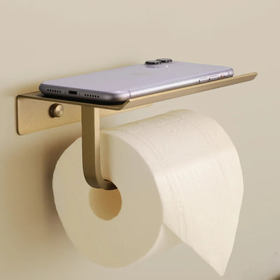 Porte-papier hygiénique mural multifonction noir avec étagère pour téléphone
