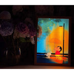 veilleuse led cadre lumineux shin chan illustration parapluie bois naturel noir contemporain clips