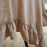nappe lin beige clair rustique vintage fronces machine table mangerextérieur salon decoration