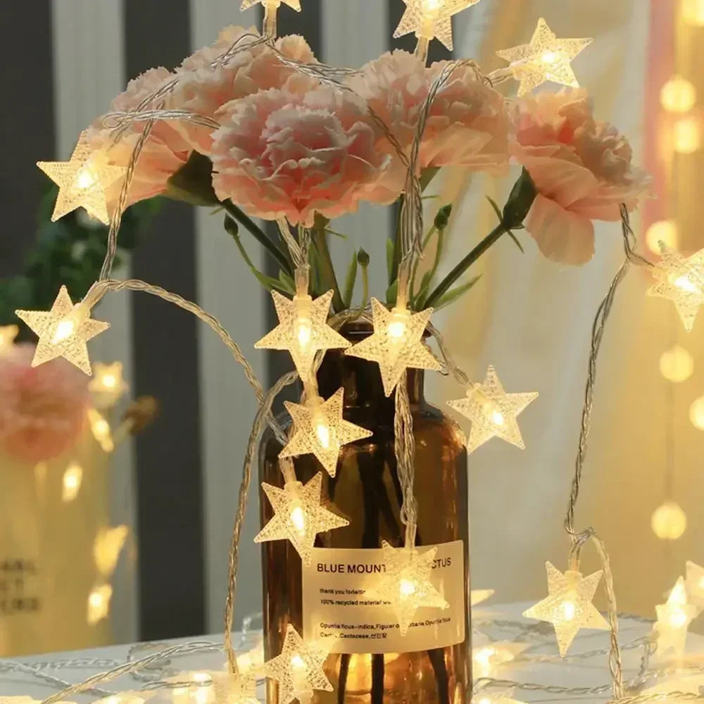 guirlande lumineuse étoiles blanc chaud scintillement noël mariage décoration festive led batterie moderne