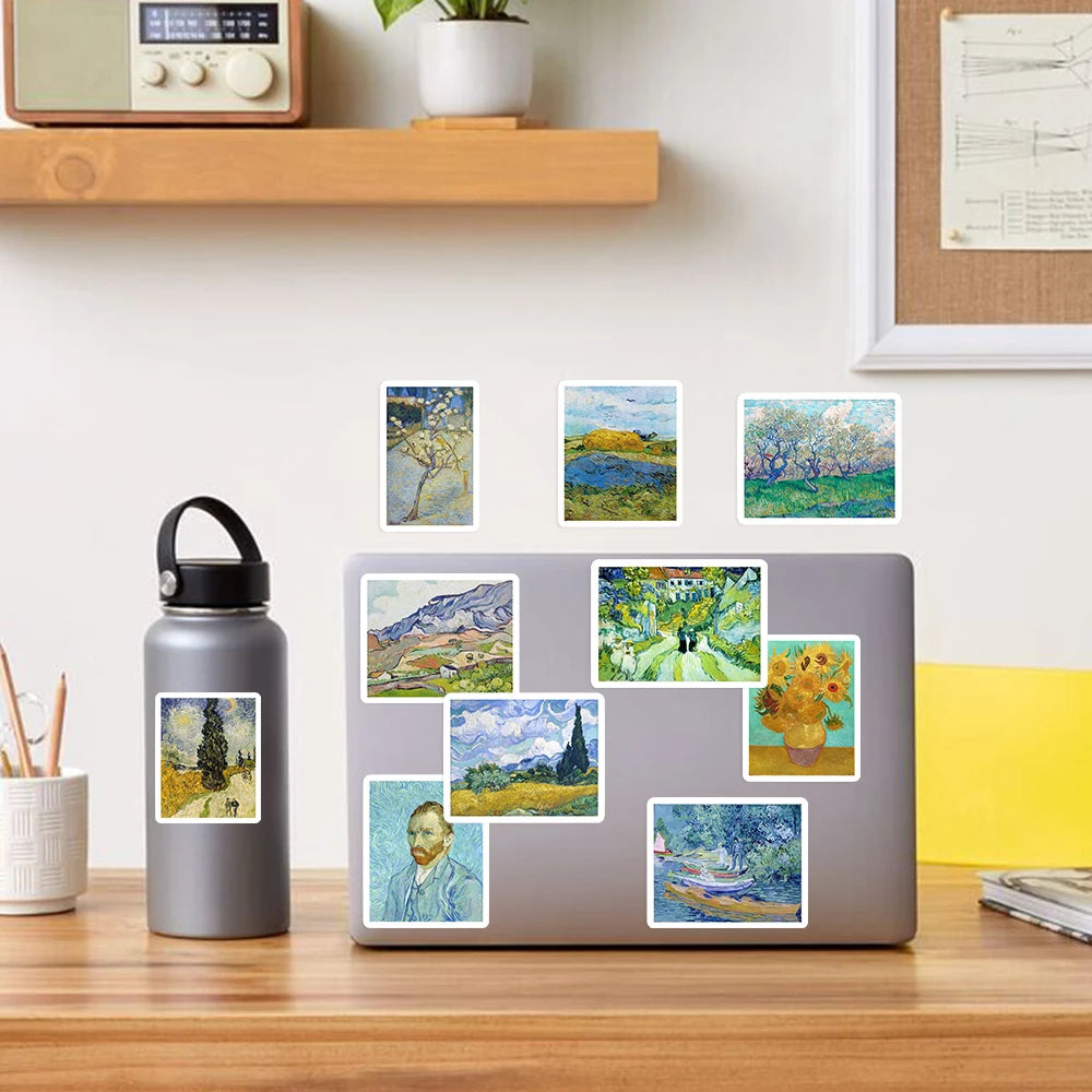 autocollants art impressionnistes adhésifs vinyle pvc multicolores bleu vert jaune opaques adultes adolescents DIY