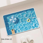tapis sol antidérapant pvc bleu blanc motif piscine moderne rapide séchage