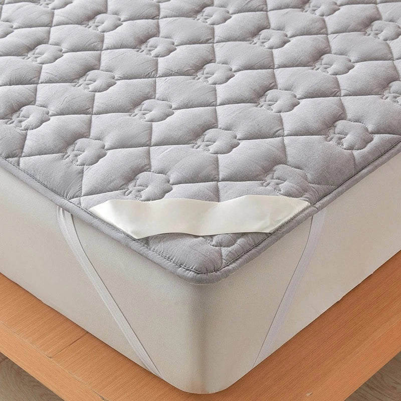 lit queen quilté gris clair moderne confortable 180x200cm lavable machine