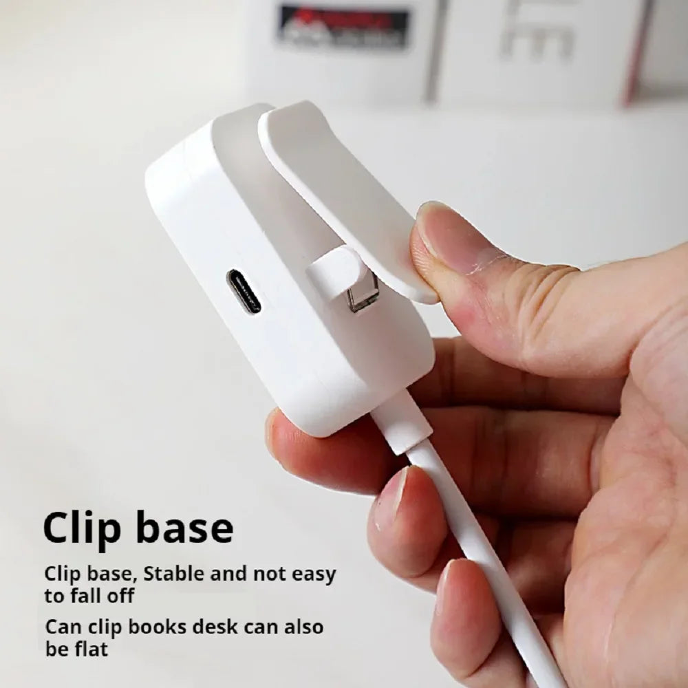 lampe lecture led rechargeable clip portable mode couleur blanc moderne compact usb charge