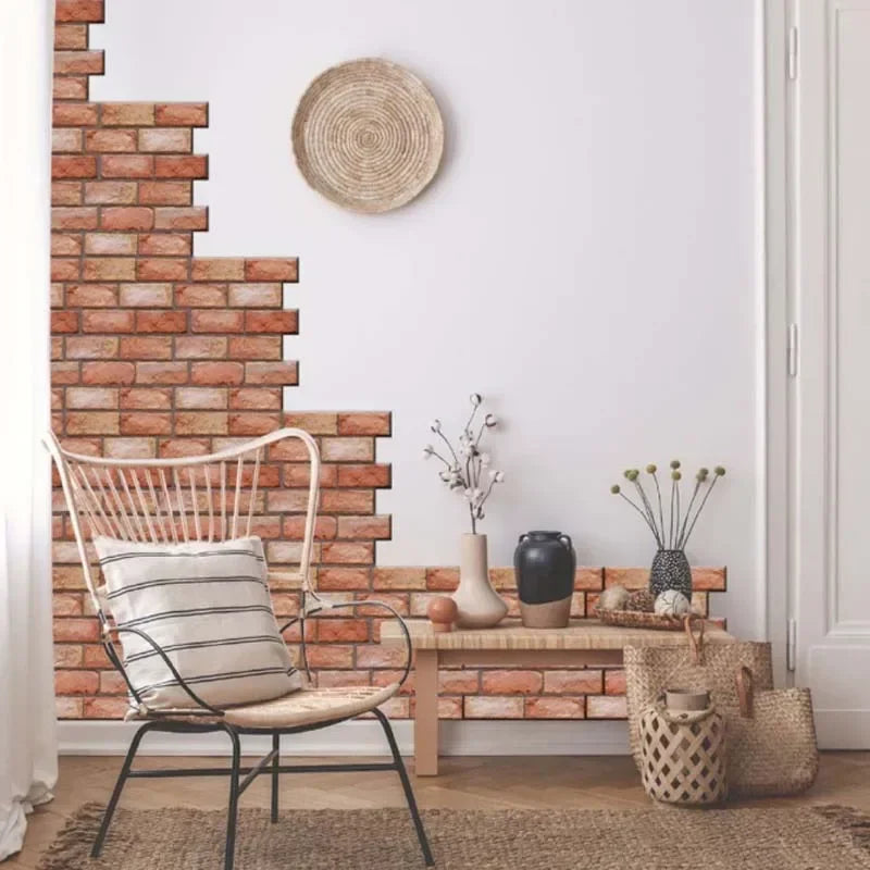 panneau decoratif mural brique texture moderne resistant eau adhesif marron gris beige
