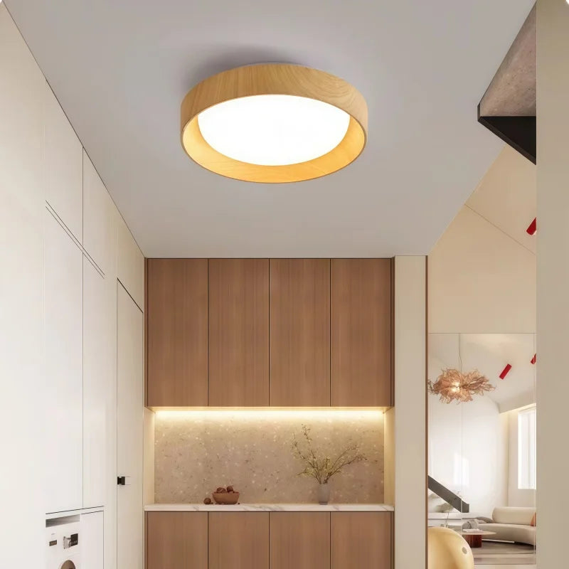 plafonnier led moderne couleur bois blanc chambre cuisine interrupteur bouton lumière changeante