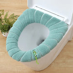 couvre siège toilette gris doux rayures élastique intégré motifs décoratifs écologique salle bain