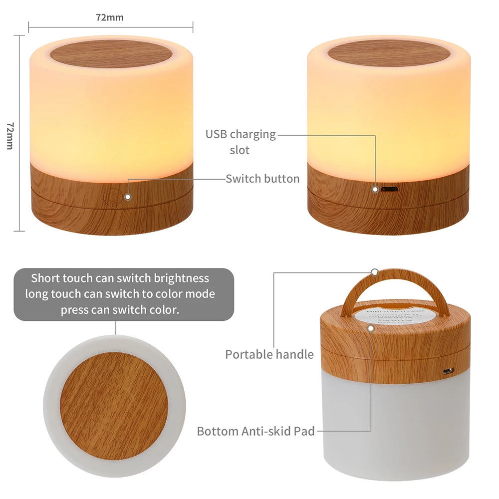 lampe table portable blanc translucide texture bois moderne bluetooth rechargeable via usb
