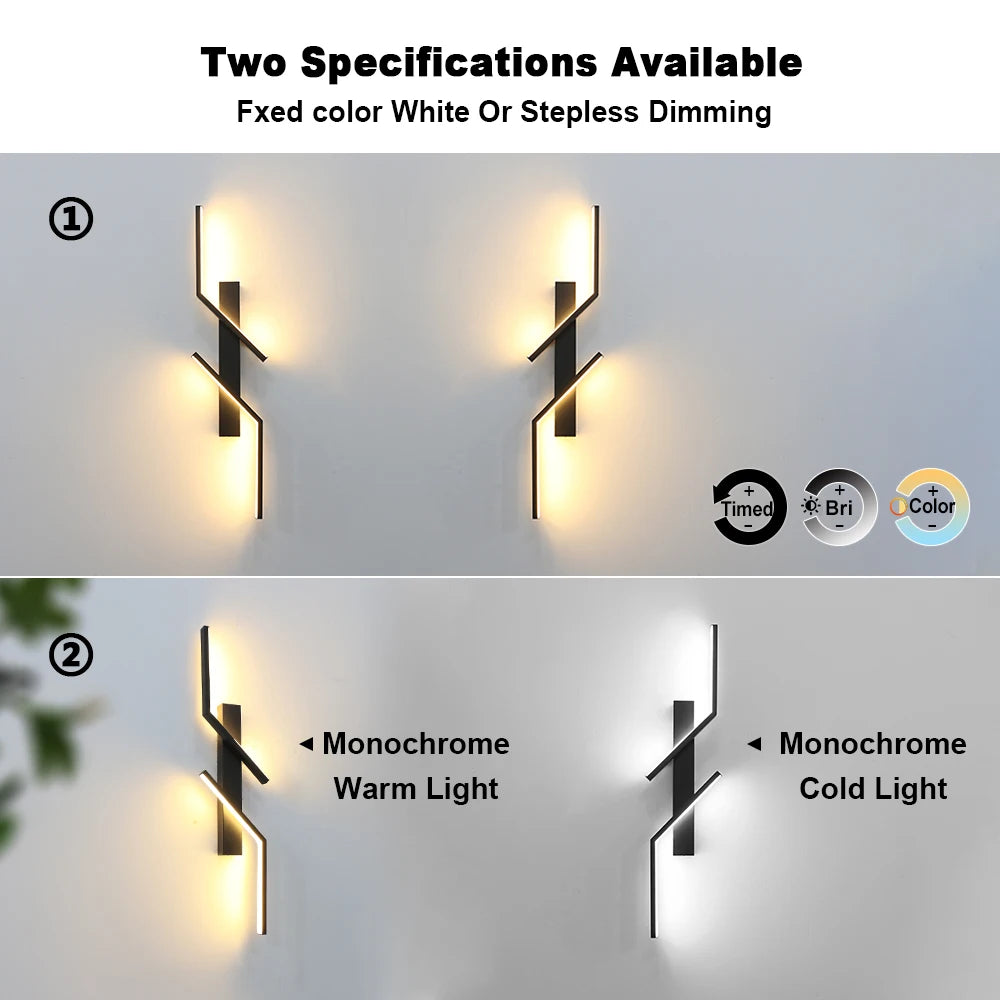 lampe murale led moderne 100cm noir interrupteur éclairage ambiance chambre salon