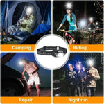 lampe frontale led rechargeable usb puissante portable camping pêche urgence sensoriel chargeur moderne pratique