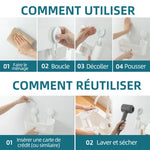 organisateur mural blanc panier crochets ventouses carreaux salle bain minimalistestyle