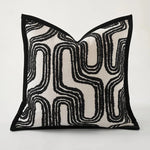 coussin carré géométrique noir blanc beige contemporain canapé chaise lit voiture remplissage optionnel