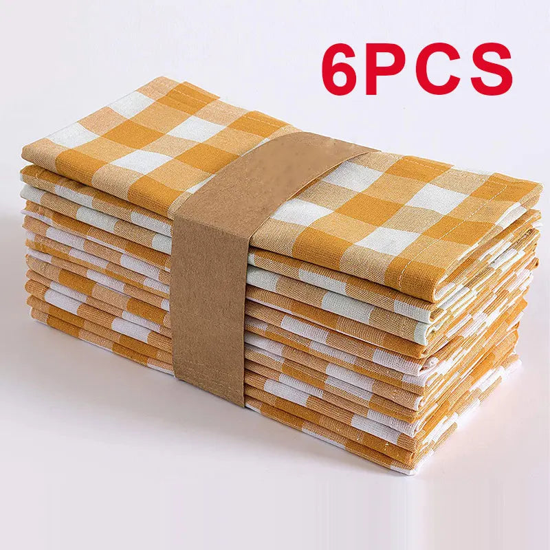 serviettes table orange blanches carreaux classiques pack 12 24 cm45cm