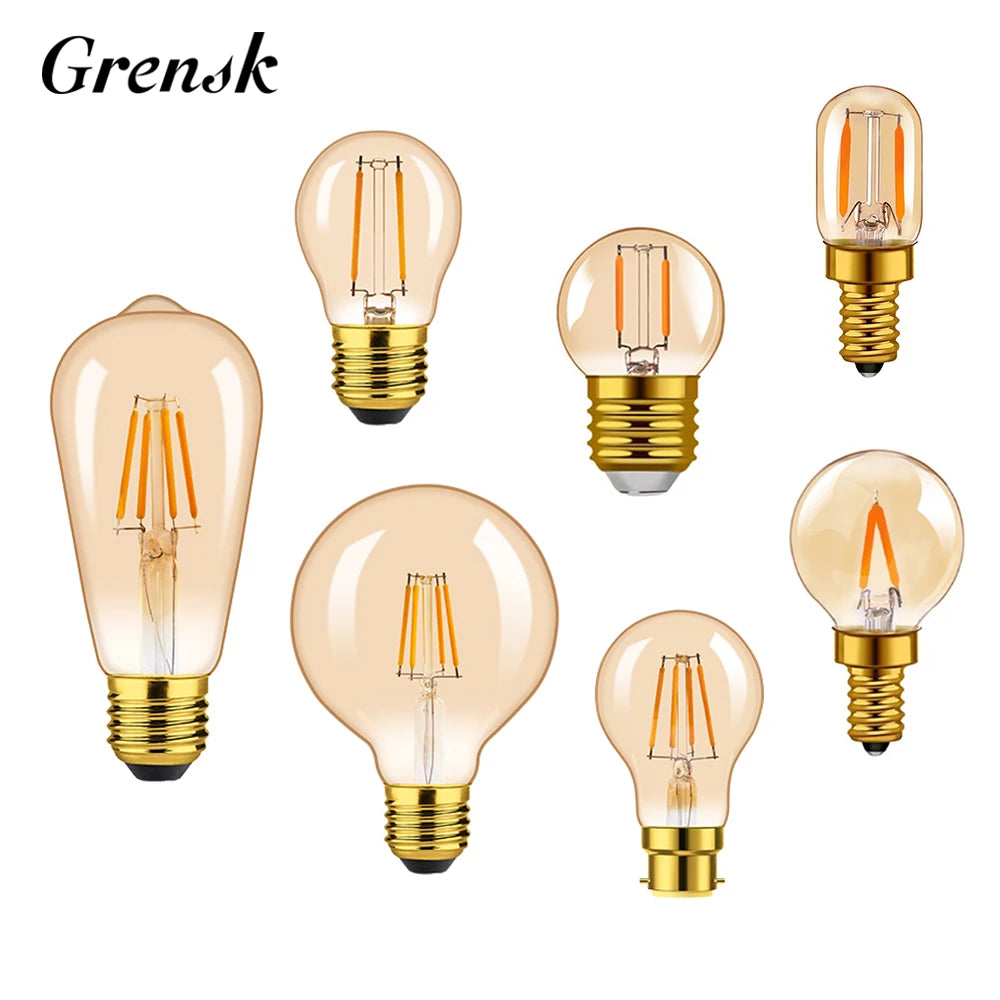 ampoules led vintage edison filament doré transparentes ambre opalescent e27 e14