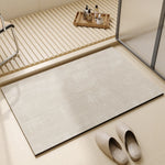 tapis sol moderne antidérapant rayures horizontales beige clair rapide absorption salle bain porte usage