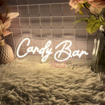 enseigne lumineuse néon Candy Bar blanc décoration chambre enfants mur opaque moderne