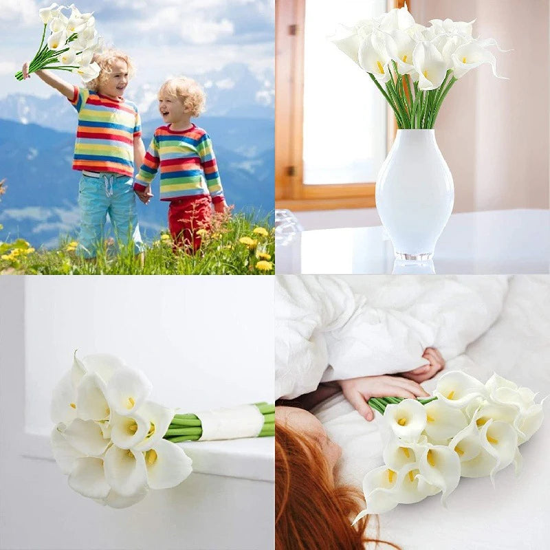 bouquet fleurs artificielles calla blanches vase décoration mariage fête maison